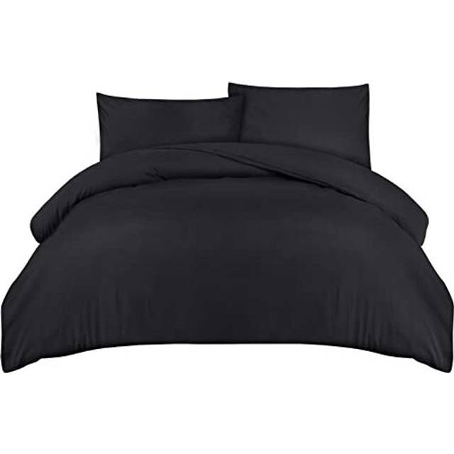 Utopia Bedding King Size Duvet Cover - Soft Microfibre Duvet Cover Set with Pillow cases - Bedding Quilt Cover Set (Black)
