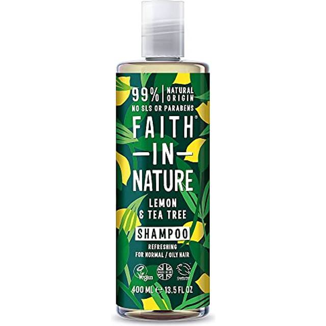 Faith In Nature Natural Lemon & Tea Tree Shampoo, Refreshing, Vegan & Cruelty Free, No SLS or Parabens, For Normal to Oily Hair, 400ml