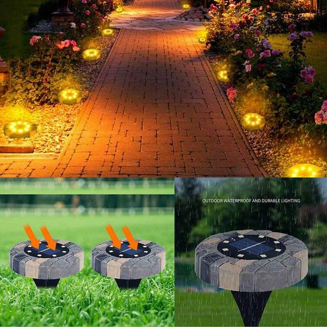 (Four) Outdoor Wall Lights Imitation Marble Inground Solar Lawn Garden Decor