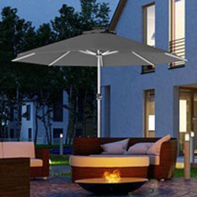 Outsunny - 3(m) Solar Powered Garden Parasol with Lights