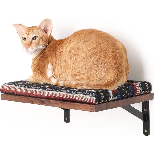FUKUMARU Floating Wall Shelf with Cat Faux Lamb Mat  0.79 Inch Thick S