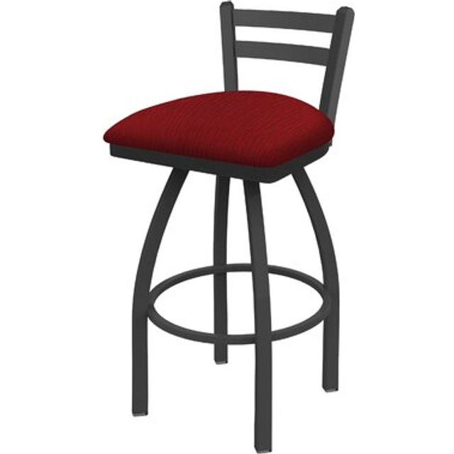 "411 Jackie 30"""" Low Back Swivel Bar Stool with Pewter Finish and Graph Ruby Seat"