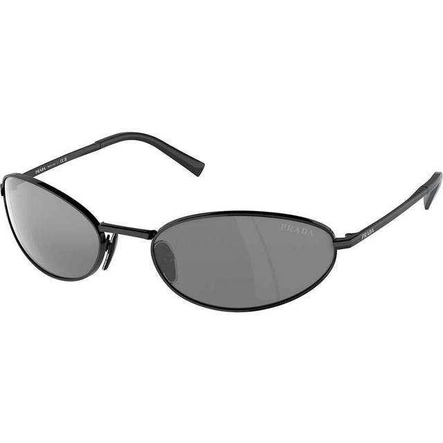 Prada Woman PR A59S  1AB60G Sunglasses Steel Black Grey Round Mirrored Mirror