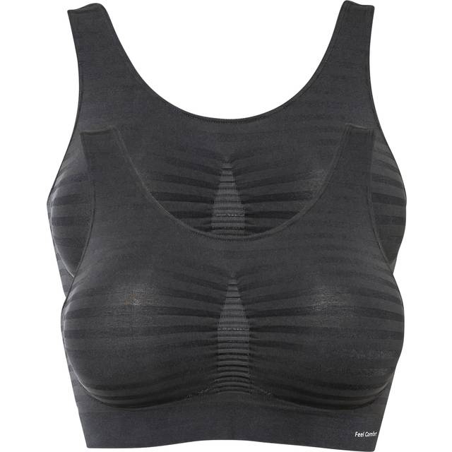bonprix Pack of 2 Striped Bralettes - Slate