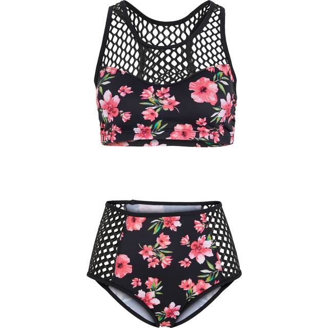 bonprix High Cut Floral Print Bikini Set - Black Floral
