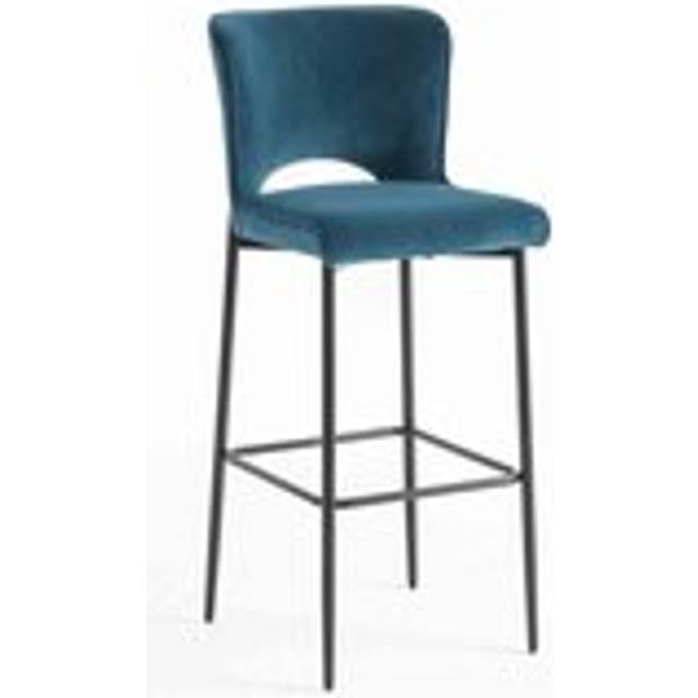 More4Homes Lily Velvet Bar Stool Padded Seat Metal Legs (blue), Blue