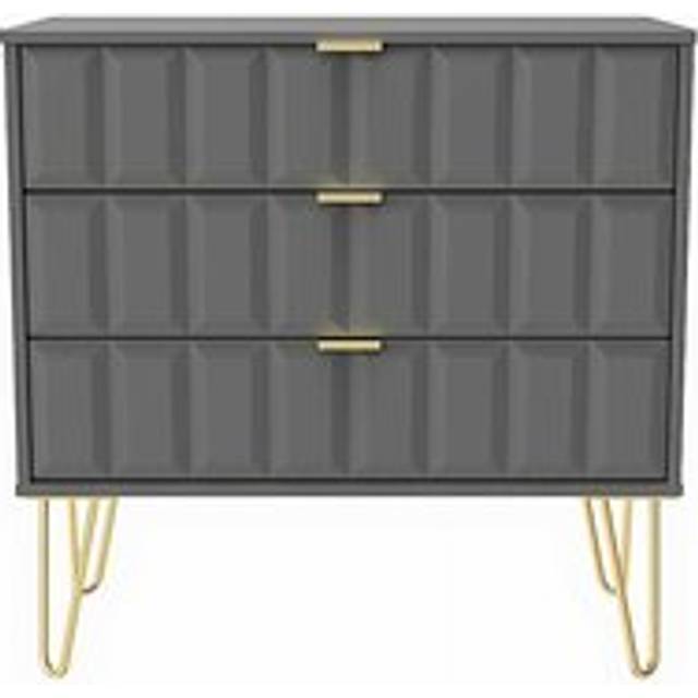 Crowndale Cube 3 Drawer Dusk Grey Chest of Drawers Ready Assembled - 3 Drawers
