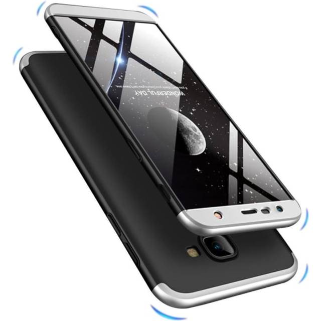 Gkk Samsung Galaxy J4 Plus (2018) Löstagbar Matt Fodral - Silver / Svart