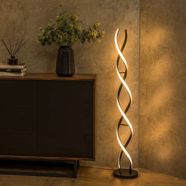Infinity Matt Double Twist Integrated LED Floor Lamp - Black - One Size - ValueLights