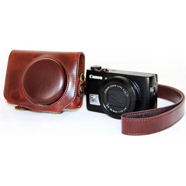 Canon PowerShot G7X MarkII Unikt läder kamera skydd - Brun