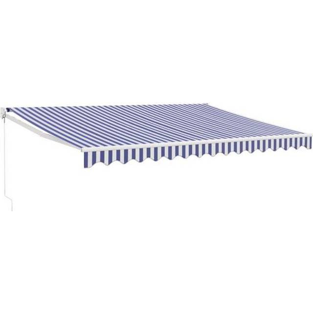 Retractable Awning Blue and White 4x3 m Fabric and Aluminium - One Size