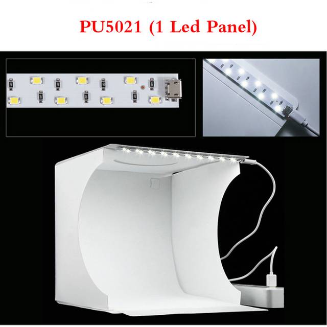 Puluz 20cm fällbar ljusbox bordsskytte softbox mini fotostudio ljus mjuk låda för produktfotografering bakgrundssats - Pu5021(1 ledd panel)