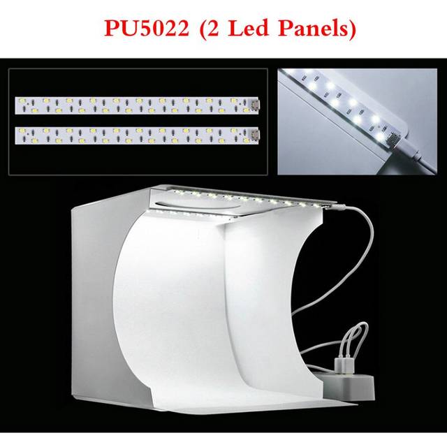 Puluz 20cm fällbar ljusbox bordsskytte softbox mini fotostudio ljus mjuk låda för produktfotografering bakgrundssats - Pu5022(2 ledda paneler)