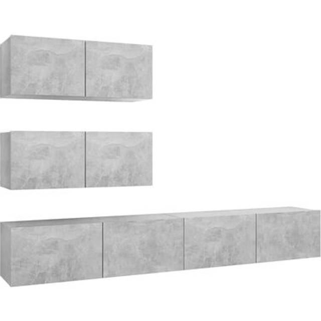 vidaXL TV Cabinet Set 4 Piece Concrete Grey Engineered Wood Hanging TV Cabinet