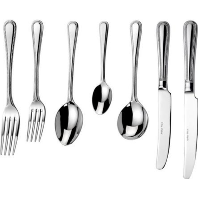 'Bead' Stainless Steel 7 Piece Cutlery Place Setting - Grey - One Size