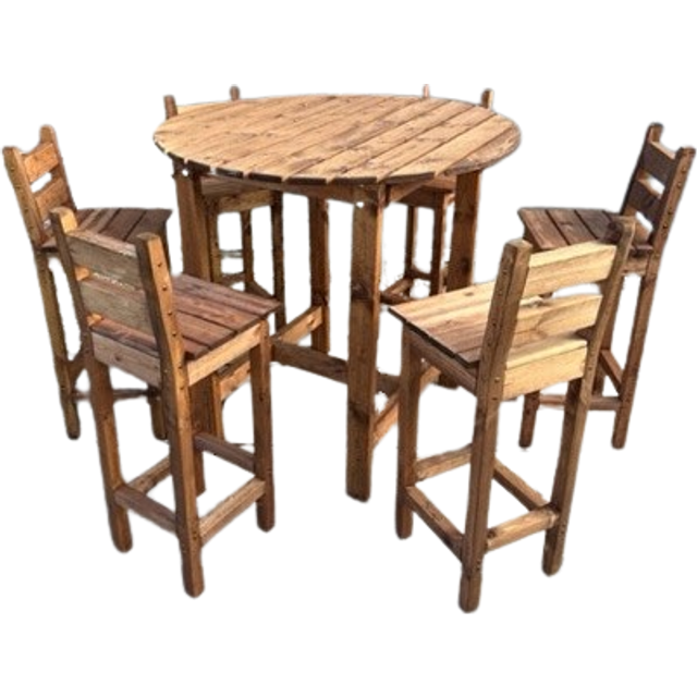 Deluxe Alfresco Bar Set Six Seater - L200 x W200 x H110 - Redwood