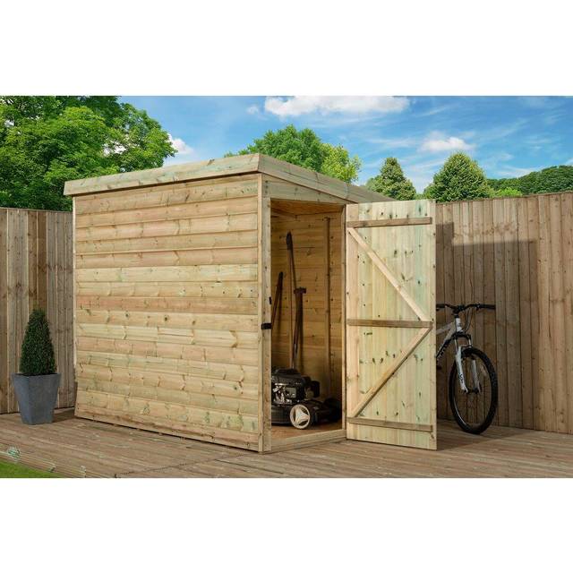 6 Ft. W x 6 Ft. D Shiplap Pent Wooden Shed - Natural (180.34cm W X 185.42cm D)