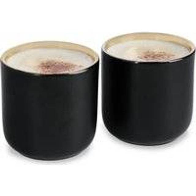 La Cafetiere Set of 2 Ceramic Double Walled Mugs - Black and Gold - 110ml