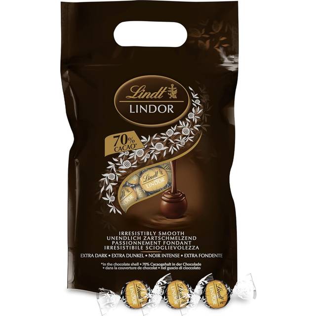 Lindt Lindor 70% Chocolate Truffles Bag - Approx 80 balls, 1kg - Chocolate Truffles with a Smooth Melting Filling - Gift Present or Sharing Box - East