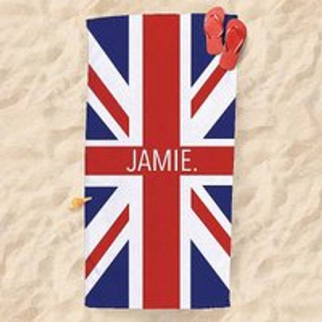 Lister Cartwright Personalised Name Union Jack Beach Towel - Sand