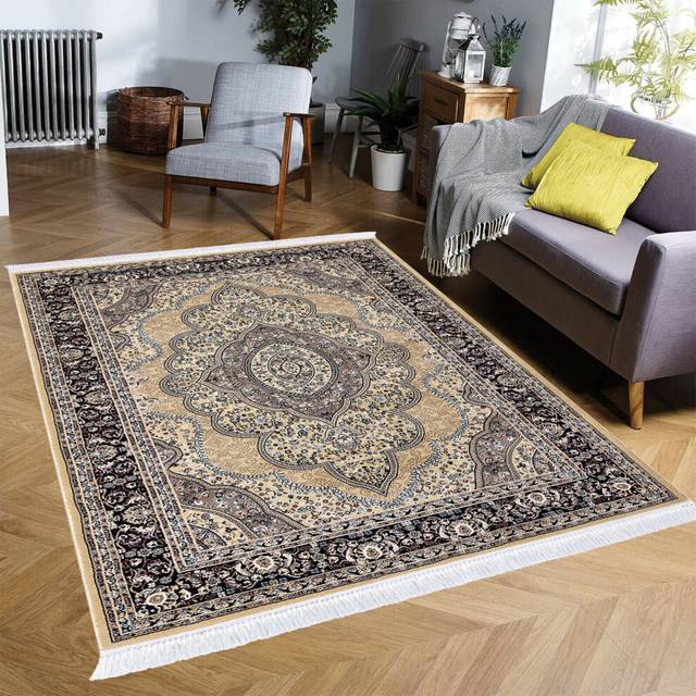 (Beige , 60cm x 220cm) Traditional Vintage Rug Living Room Bedroom Carpet