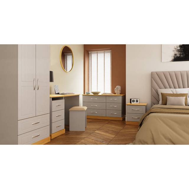 Fully Assembled Corter Manufactured Wood Bedside Table - Grey (69.5cm H X 39.5cm W X 41.5cm D)