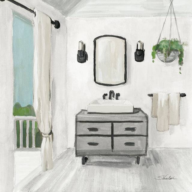 Attic Bathroom I - Wrapped Canvas Art Print (76cm H x 76cm W)