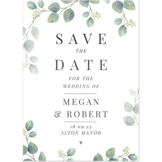 Personalised Message Botanical Wedding Save The Dates Cards