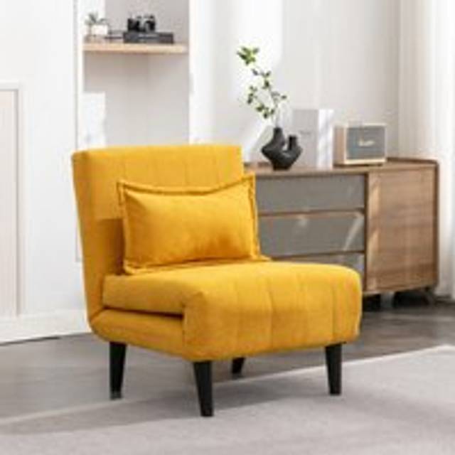 (1 Seater, Mustard) HARPER 1 SEATER FOLDING CLIC CLAC FABRIC LIVING ROOM LOUNGE SOFA BED