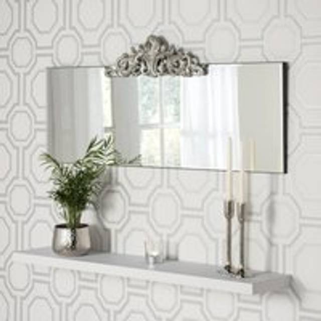 Yearn Lombardy Crested Mantle Wall Mirror 51 x 119cm - Black