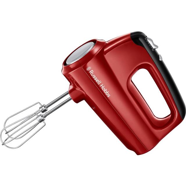 Russell Hobbs elvisp, 5 hastigheter, turbofunktion, förkromade vispar och degkrokar, diskmaskinssäkra tillbehör, 350W, röd, Desire 24670-56