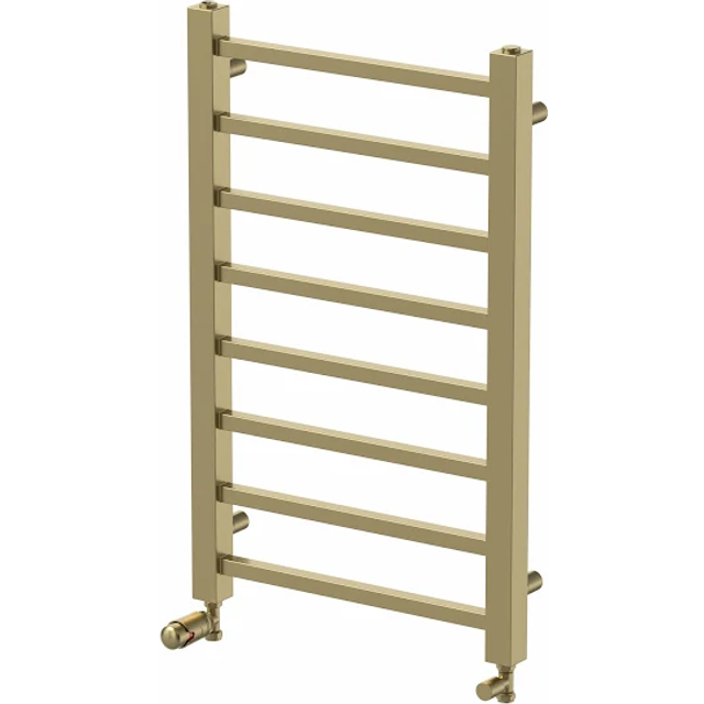Solaro Square Bar Heated Towel Radiator Brushed Brass - 800 x 500mm