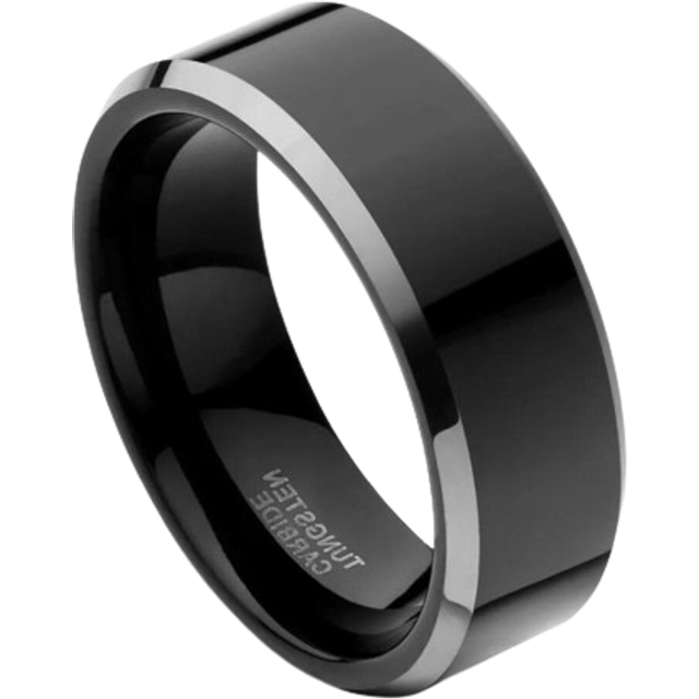 8mm Mens Wedding Band Tungsten ring Polished Sliver Beveled Ring Engagement Ring