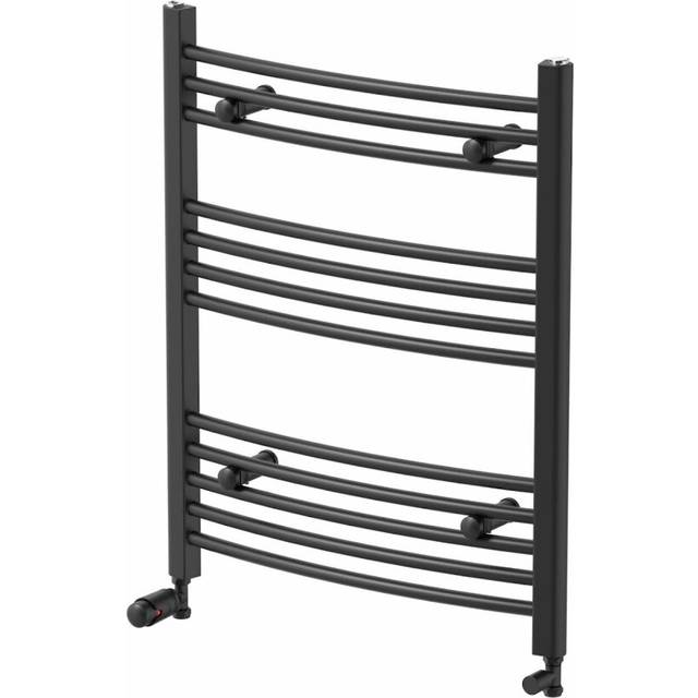Radilux curved heated towel rail matt black - 750 x 600mm