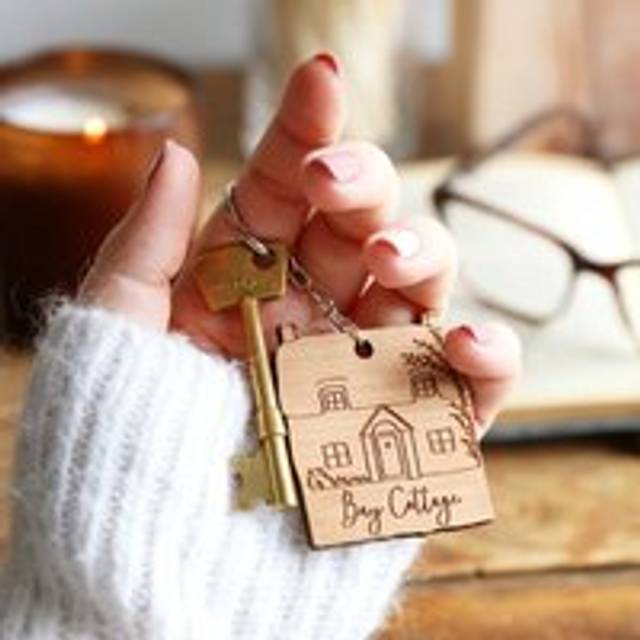 Personalised Wooden House Keyring - brown - one size