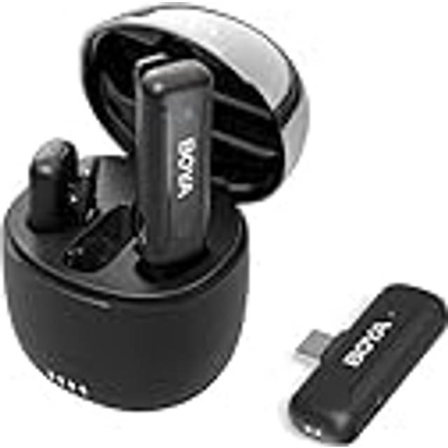 BOYA Wireless Lavalier Microphone for Android, Noise Cancelling USB-C Microphone with Charging Case&100m Transmission, 32H Working Time for Android