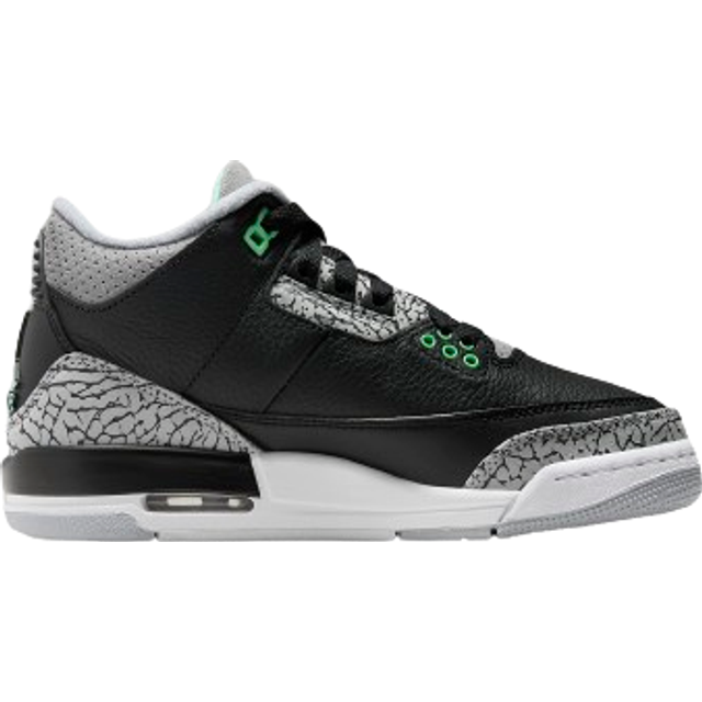 Nike Air Jordan 3 Retro GS Black Wolf Grey White Green Glow Price