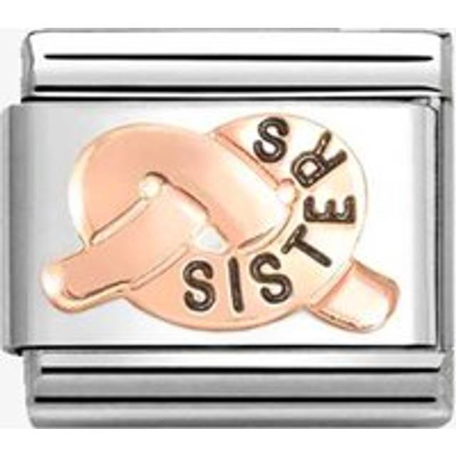 Nomination Classic Symbols Charm - Enamel and 9k Rose Gold Sisters Knot - Silver,Rose - 0.9 x 1.0cm