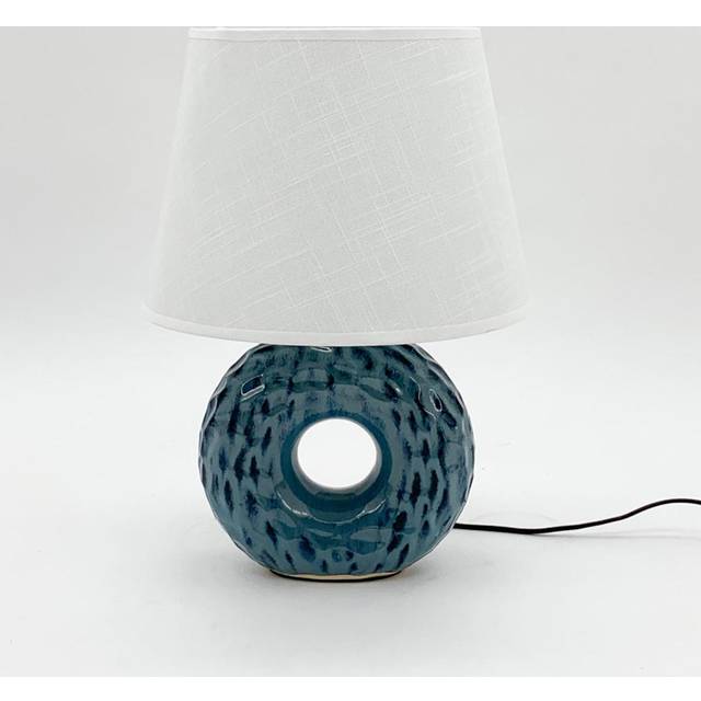 Table Lamp and Shade - Ceramic - L25 x W25 x H40 cm - Blue/White