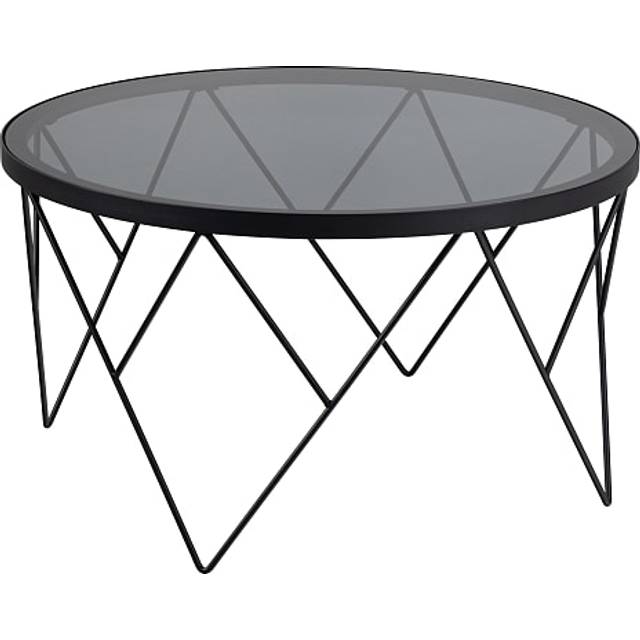 Halstow Coffee Table In Black With Smoked Glass Top