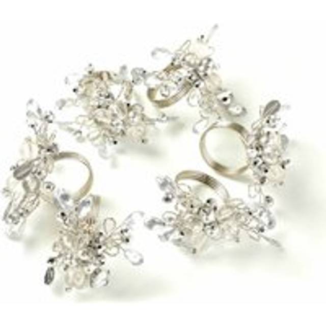 Penguin Home 6 White & Silver Handcrafted Napkin Rings, Grey