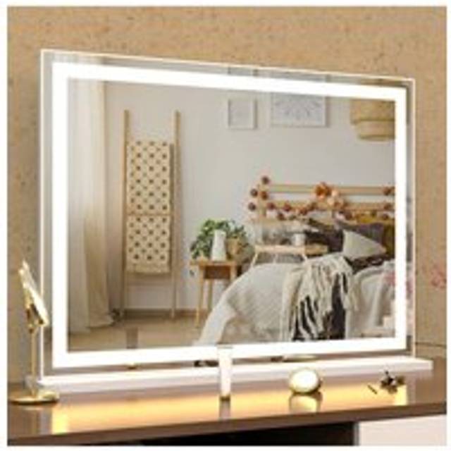 Vanity Mirror with Lights,3 Lighting Modes,Touch Screen Control,Tabletop Cosmetic Mirror For Bedroom - White - One Size