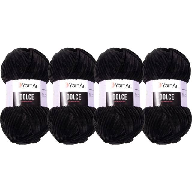 Yarn Art Dolce Yarn 100% MicroPolyester Velvet Blanket Amigurumi Super Bulky :6 Baby Chenille Yarn 2 Skein  742-BLACK