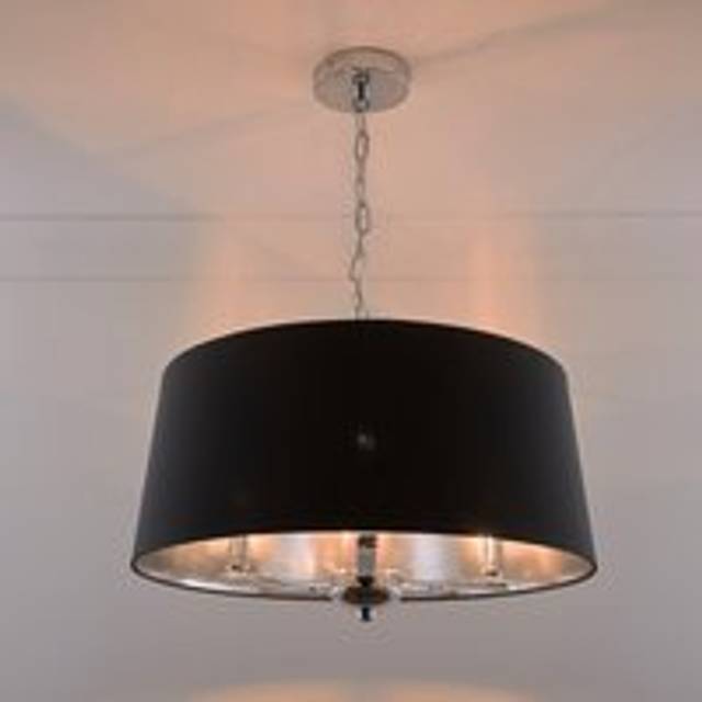 Giovanna 3 Light Chrome Chandelier and Black Shade - One Size