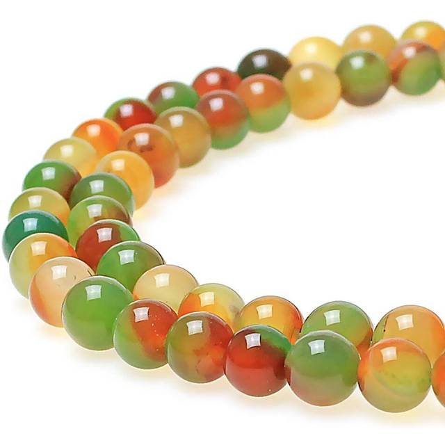 MJDcB Natural Peacock Agate Beads Red green Agate Beads Round Stone Beads for DIY Necklace Bracelat Jewelry Making Strand 15 (8mm)
