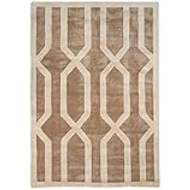 Beliani - Modern Handmade Living Room Hallway Home Office Area Rug 160 x 230 cm Geometric Pattern Low Pile Viscose Wool Beige Brown Mahrin