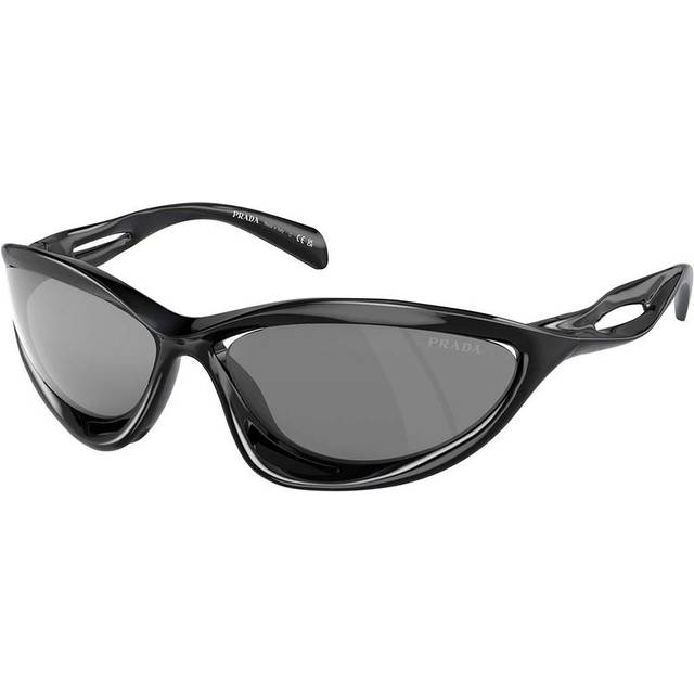 Prada Man PR A26S  1AB60G Sunglasses Injected Black Grey Cat Eye Mirrored Mirror