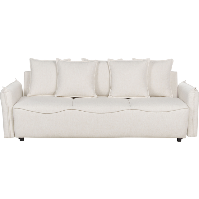 Beliani Fabric Sofa Bed With Storage White Krama, White