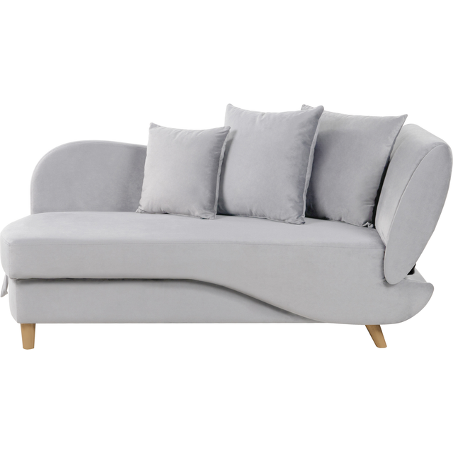 Beliani Right Hand Velvet Chaise Lounge With Storage Light Grey Meri Ii, Grey