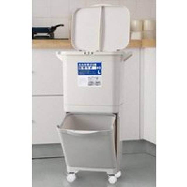 38L Rubbish Bin 3-Compartment Recycling Dustbin Three-Compartment Kitchen Trash Can with Wheels - White - One Size